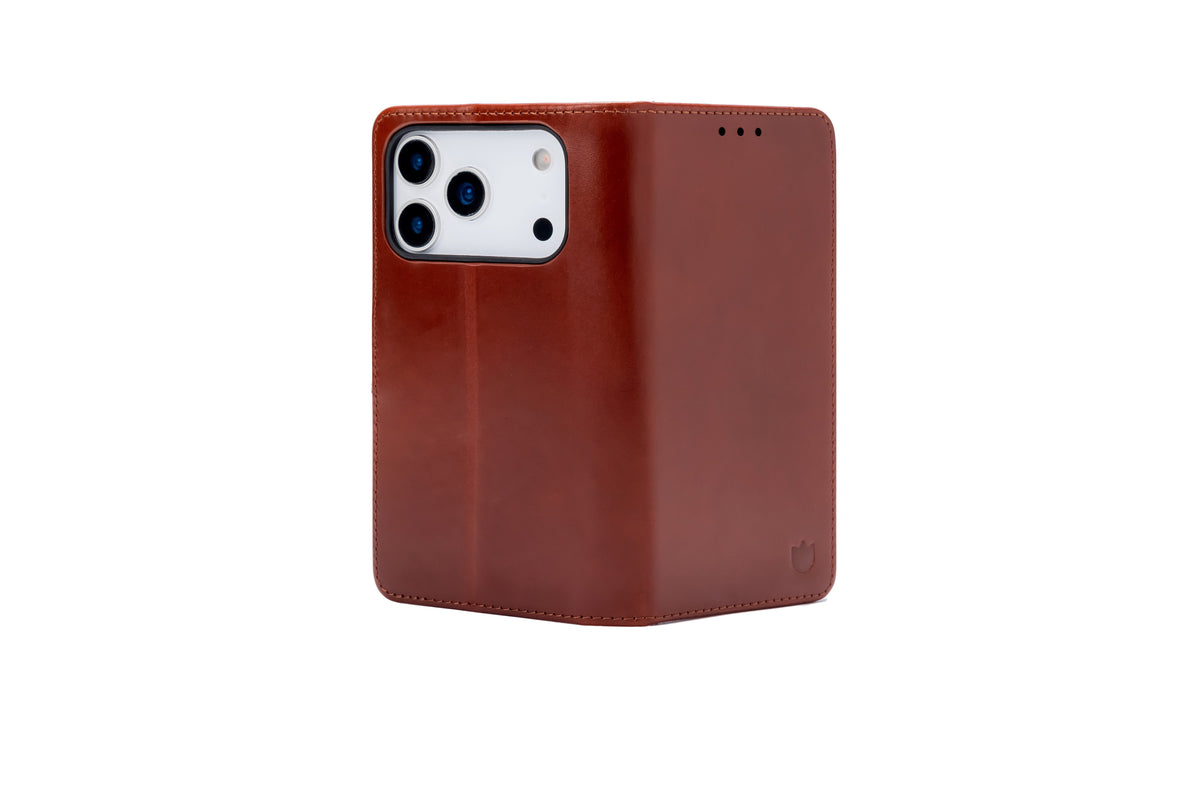 Apple iPhone 17 Pro Max Case - Chestnut Brown - Genuine Leather Wallet Case