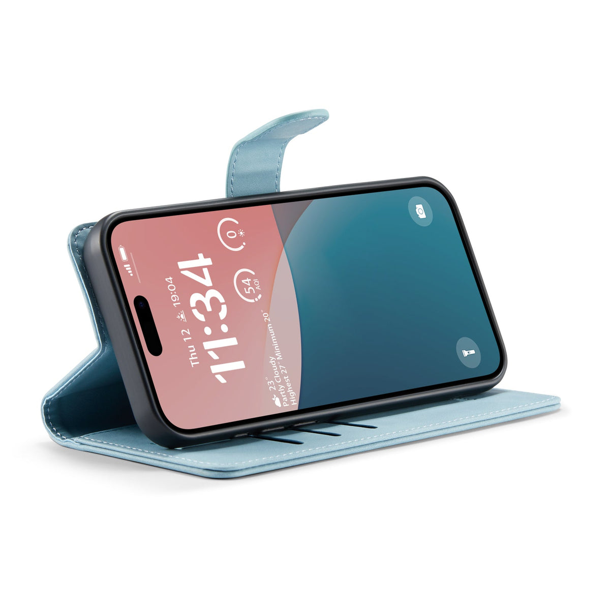 Apple iPhone 16 Plus Hoesje - Aqua Blue - 2 in 1 Bookcase