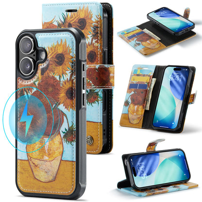 Apple iPhone 17 Hoesje - Zonnebloemen - 2 in 1 MagSafe Bookcase