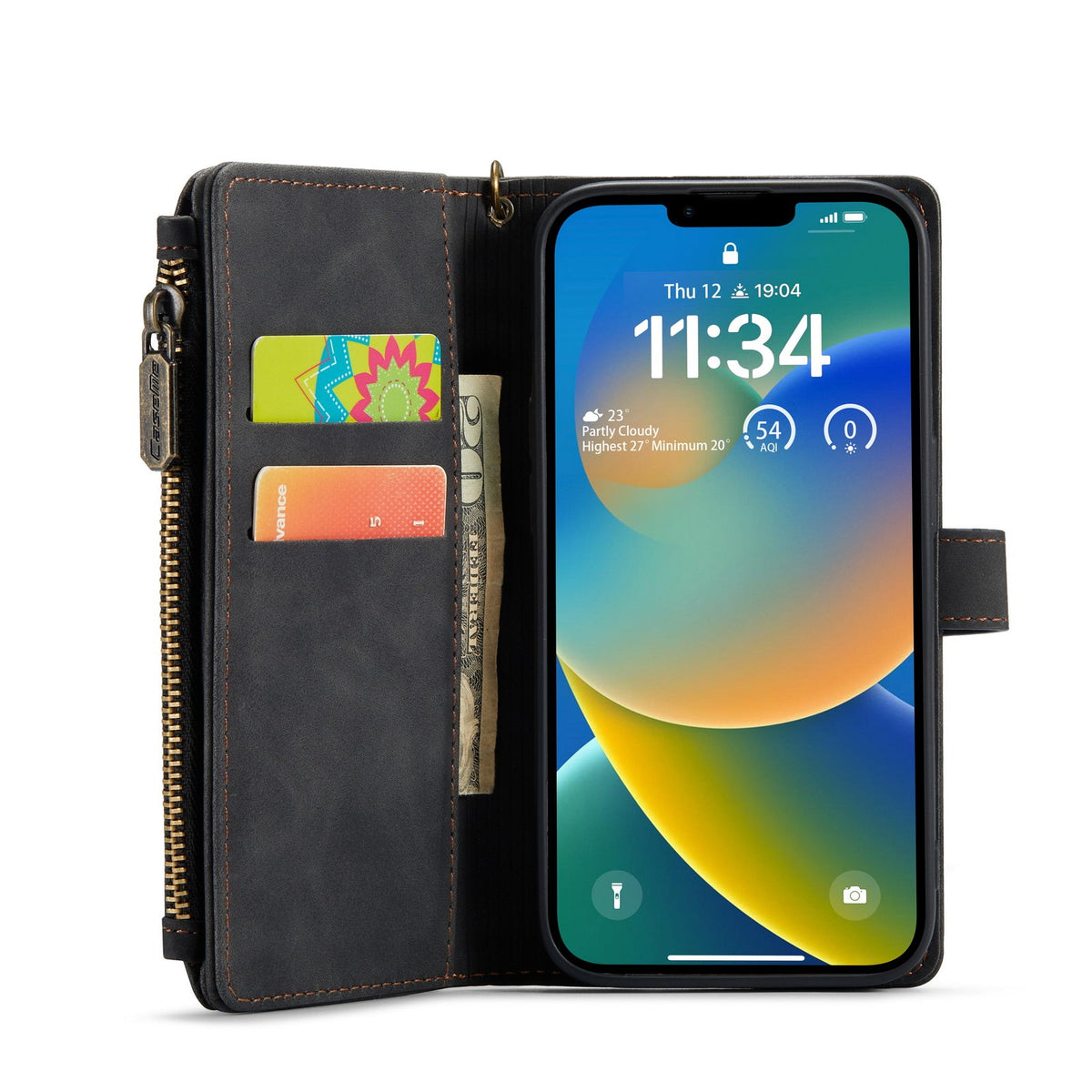 Apple iPhone 7 Hoesje - Charcoal Gray - Luxe Bookcase met Rits