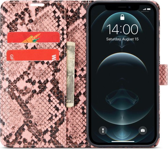 Apple iPhone 11 Hülle - Rosa - Schlangenprint Klapphülle
