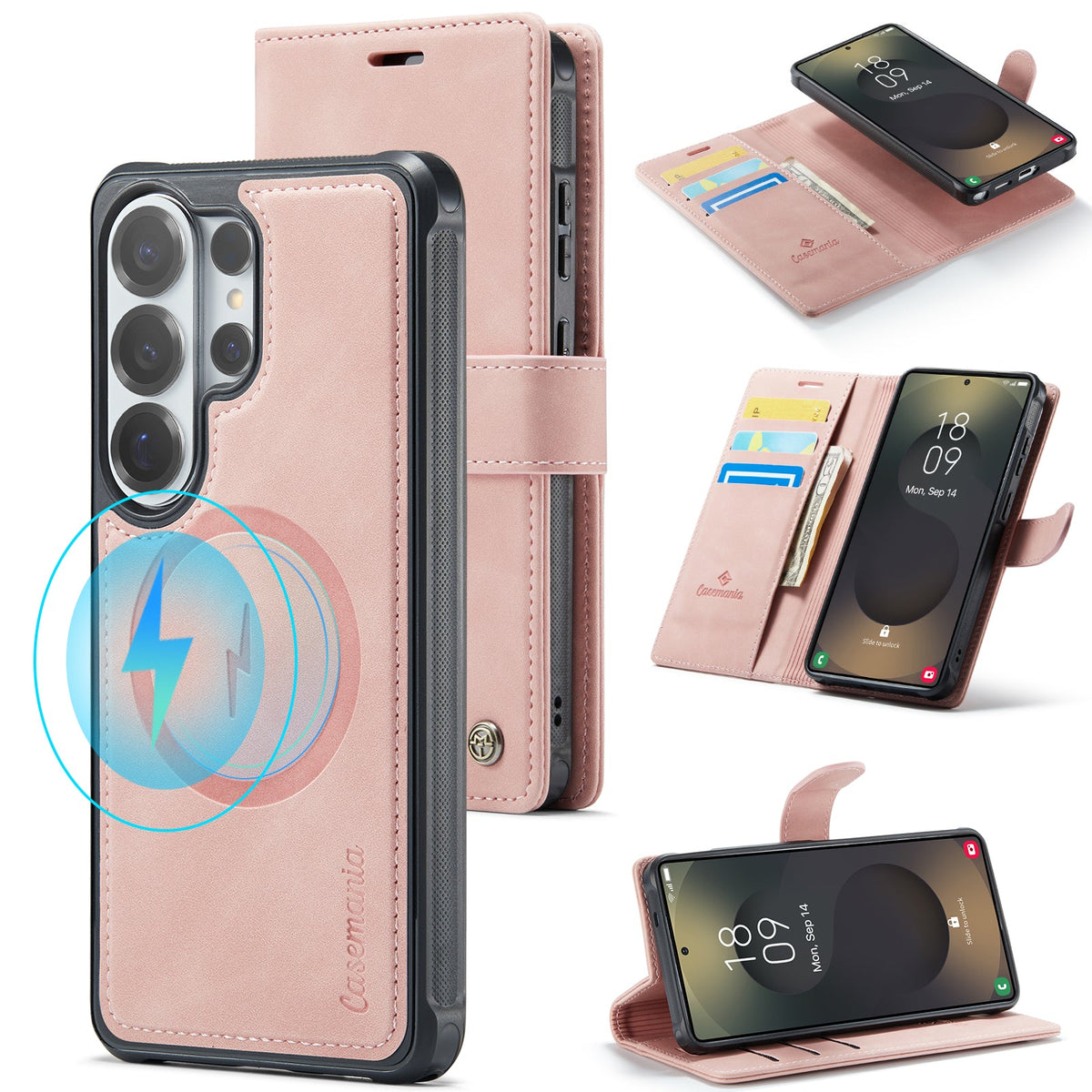 Samsung Galaxy S26 Ultra Hülle - Pale Pink - 2-in-1 MagSafe-Klapphülle mit Kartenfach