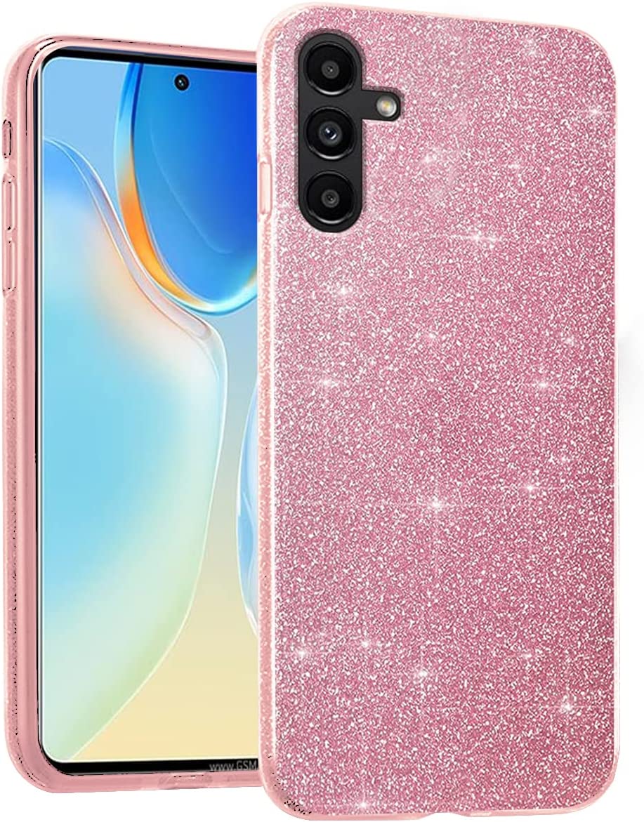 Coque Samsung Galaxy A14 - Rose - Étui arrière à paillettes