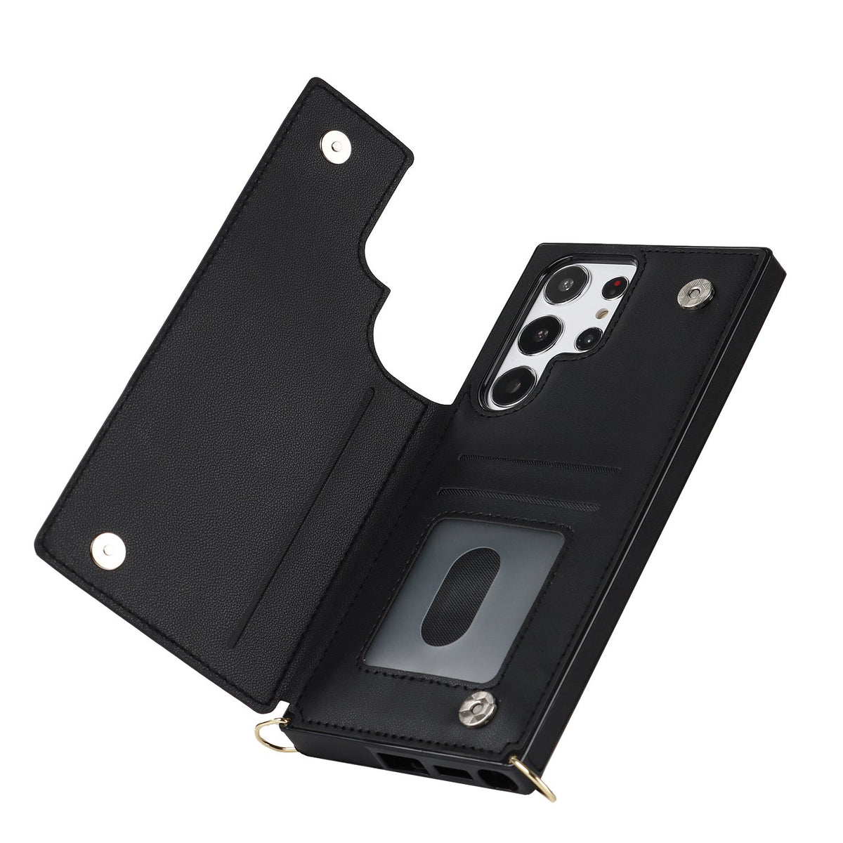 Samsung Galaxy S24 Ultra Hoesje - Zwart - Luxe Back Cover met Telefoonkoord en Rits