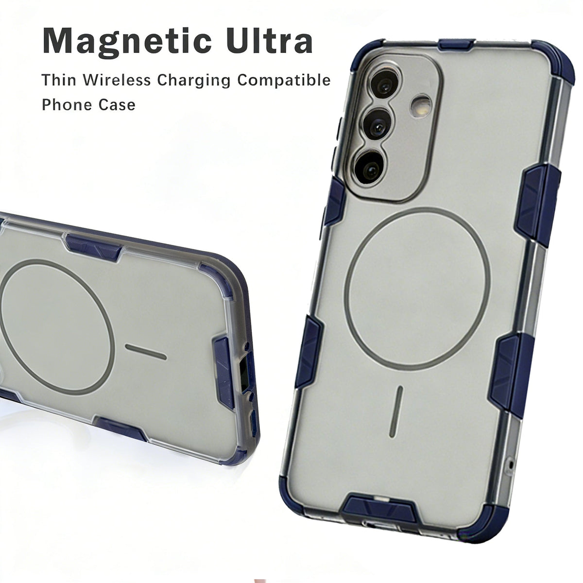 Samsung Galaxy A16 Hoesje - Transparant | Donker Blauw - Frosted Matte Hardcase MagSafe Back Cover