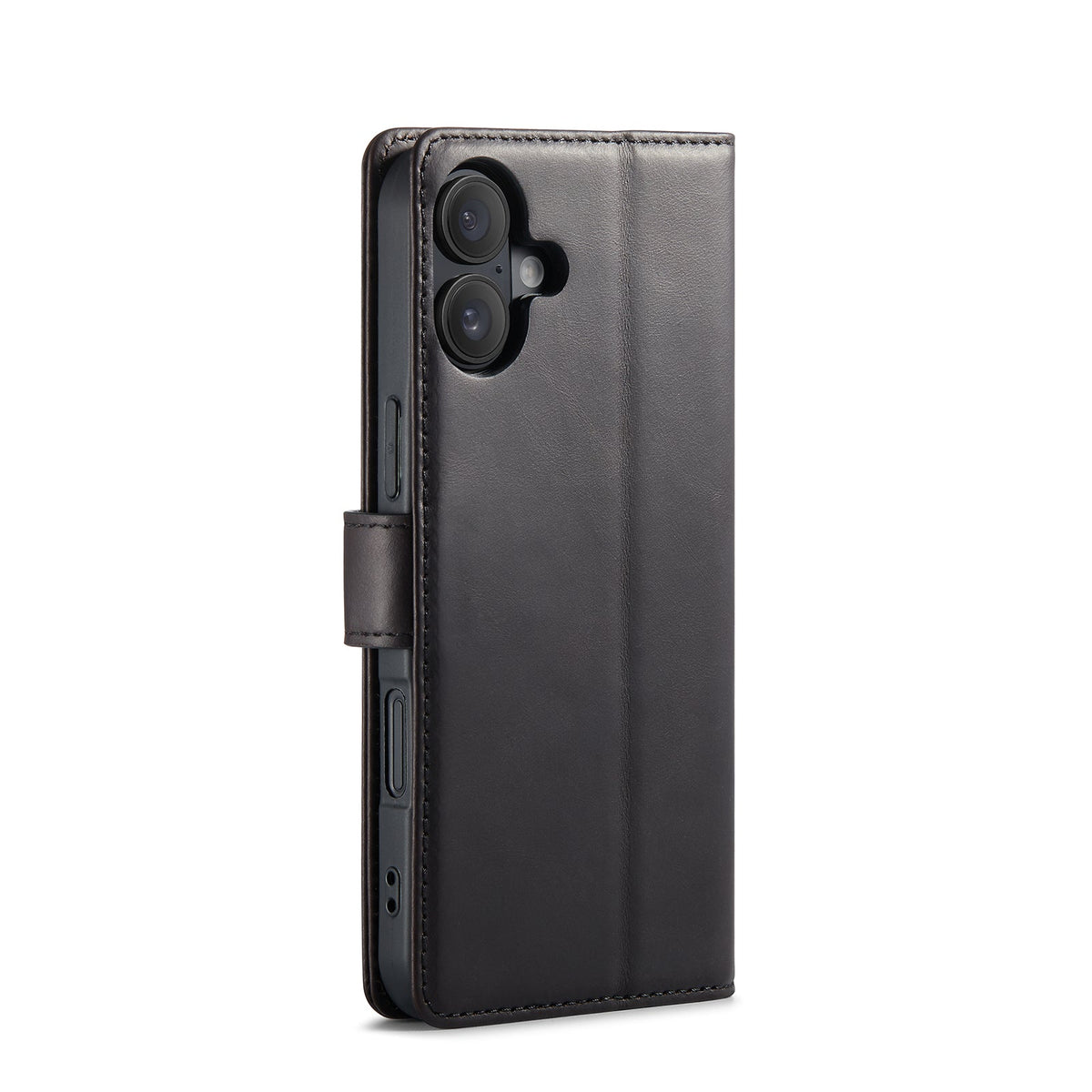 iPhone 16 Plus Hoesje - Zwart - Echt Leren Bookcase