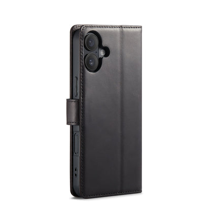 iPhone 16 Plus Hoesje - Zwart - Echt Leren Bookcase