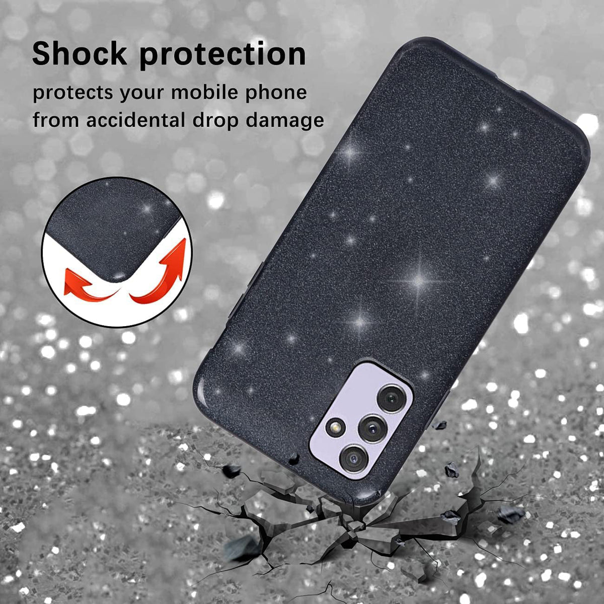 Samsung Galaxy A55 Hoesje - Zwart - Glitter Back Cover