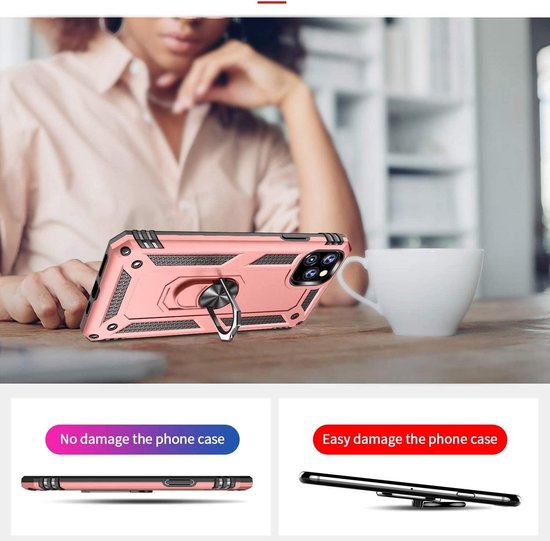 Apple iPhone 11 Pro Max Hoesje - Rosegoud - Armor Kickstand Back Cover