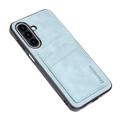 Samsung Galaxy A27 Case - Aqua Blue - Faux Leather Back Cover with Card Holder