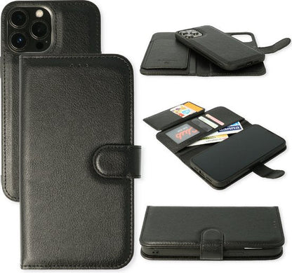 Étui iPhone 11 - Noir - Bookcase 2 en 1 avec 10 compartiments pour cartes