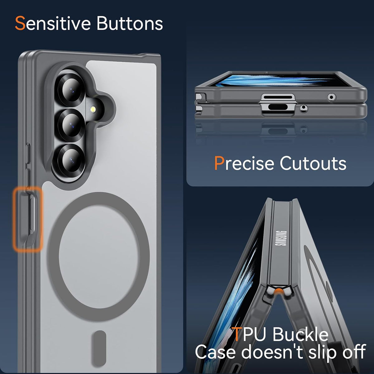 Samsung Galaxy Z Fold8 Ultra Hoesje - Grijs - Matte Armor MagSafe Back Cover