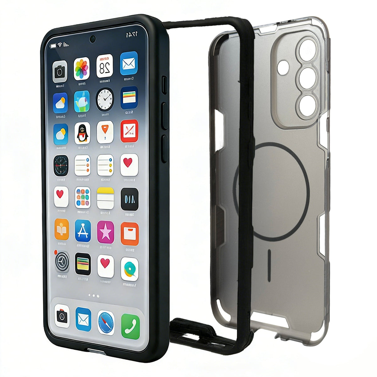 Samsung Galaxy A57 Hoesje - Transparant | Zwart - Frosted Matte Hardcase MagSafe Back Cover