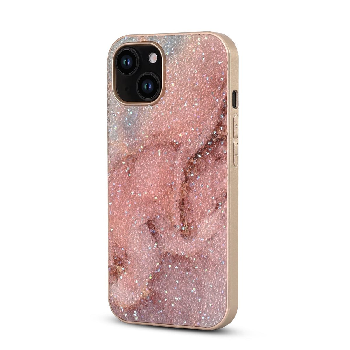 Apple iPhone 11 Hoesje - Roze - Diamant Marmer Glitter Back Cover