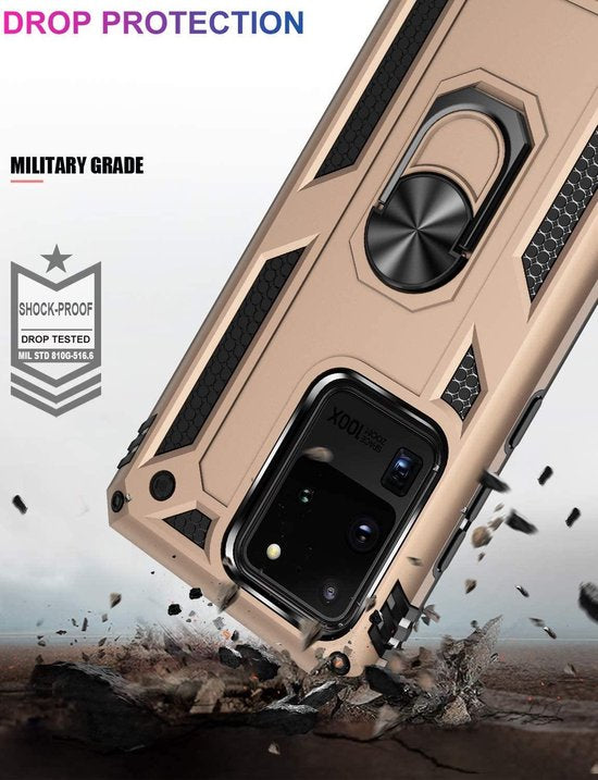 Samsung Galaxy S20 Ultra Hoesje - Goud - Armor Kickstand Back Cover