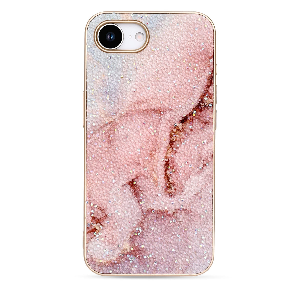 Apple iPhone 17e Case - Marble Pink - Marble Diamond Glitter Back Cover