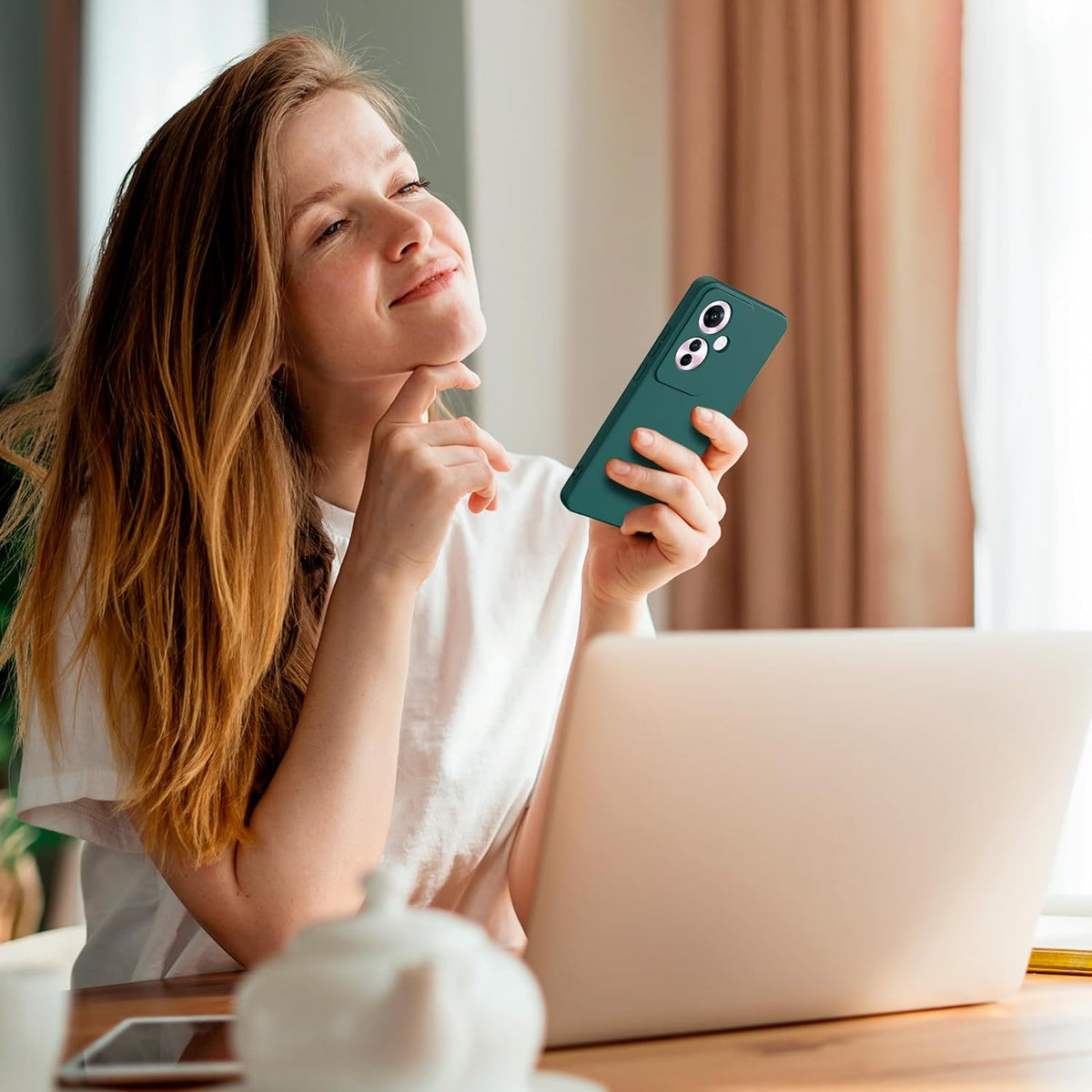 Oppo Reno 11F Hoesje - Groen - Liquid Siliconen Back Cover