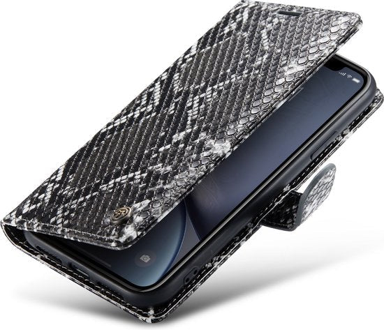 Apple iPhone XR Case - Black - Snake Print Flip Case