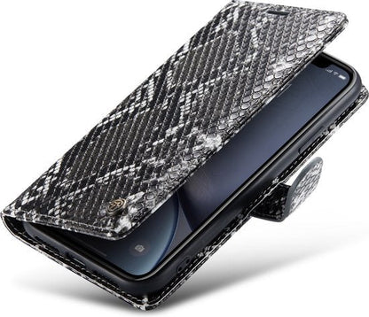 Apple iPhone XR Case - Black - Snake Print Flip Case