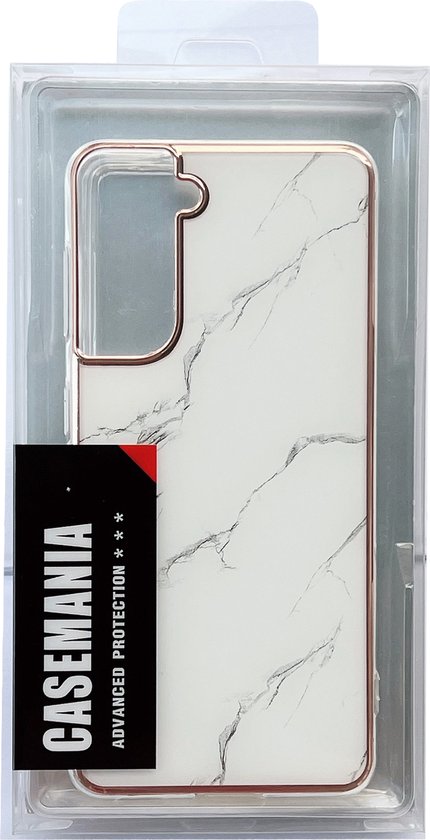 Samsung Galaxy S22 Hoesje - Wit - Siliconen Marmer Back Cover