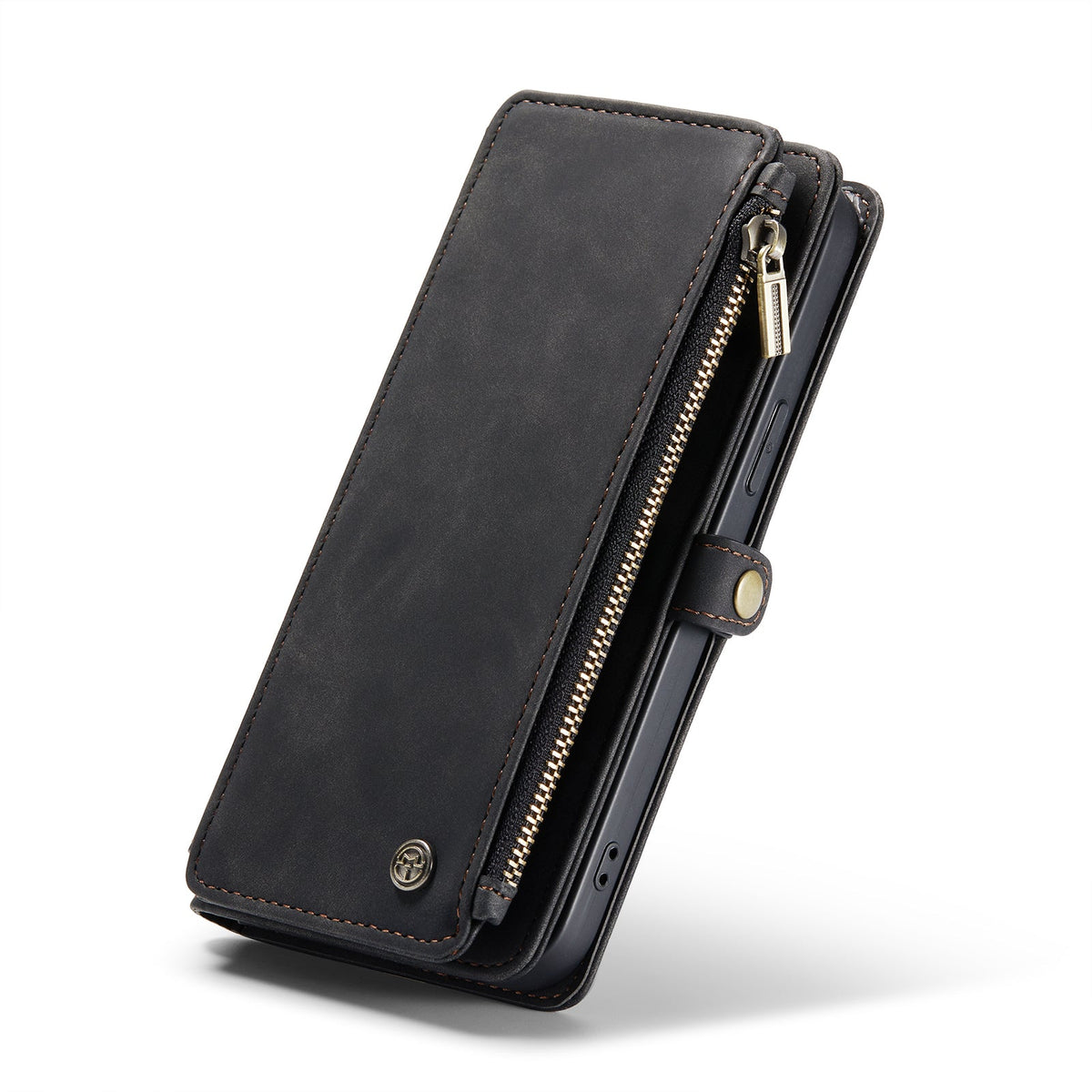 Apple iPhone 15 Pro Max Hoesje - Charcoal Gray - Luxe MagSafe Bookcase met Rits en Telefoonkoord