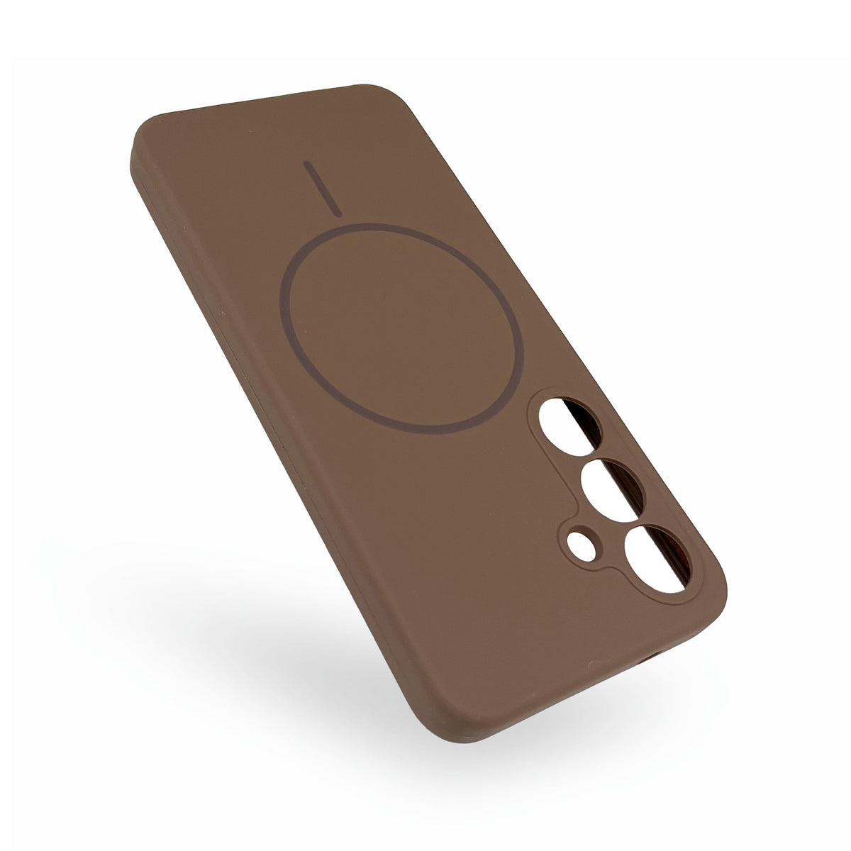 Samsung Galaxy S25 Hoesje - Bruin - Liquid Siliconen MagSafe Thin Ring Back Cover
