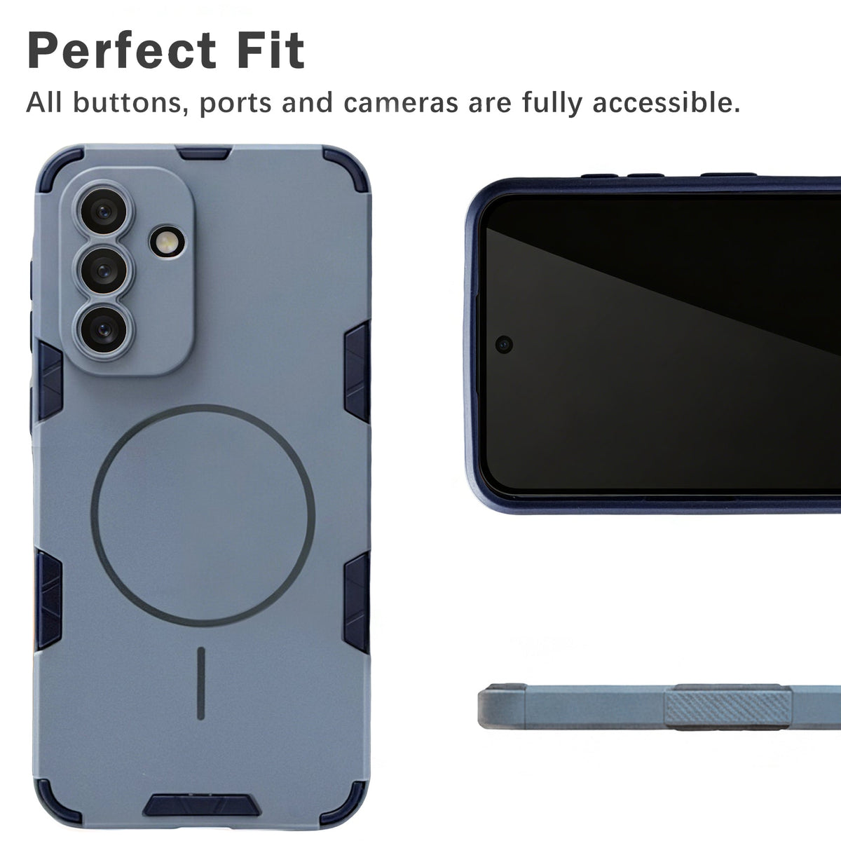 Samsung Galaxy A37 Hoesje - Matte Blauw - Frosted Matte Hardcase MagSafe Back Cover
