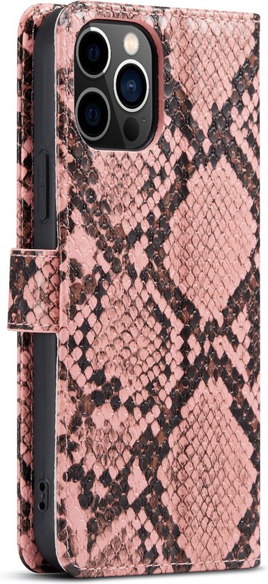 Apple iPhone 13 Pro Max Hoesje - Roze - Slangen Bookcase