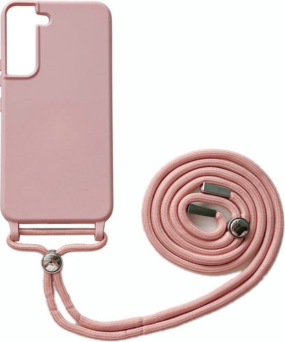 Samsung Galaxy S22 Plus Hoesje - Roze - Siliconen Back Cover met Telefoonkoord