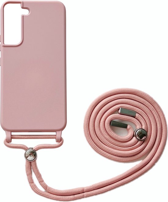 Samsung Galaxy S22 Case - Pink - Silicone Back Cover with Phone Strap