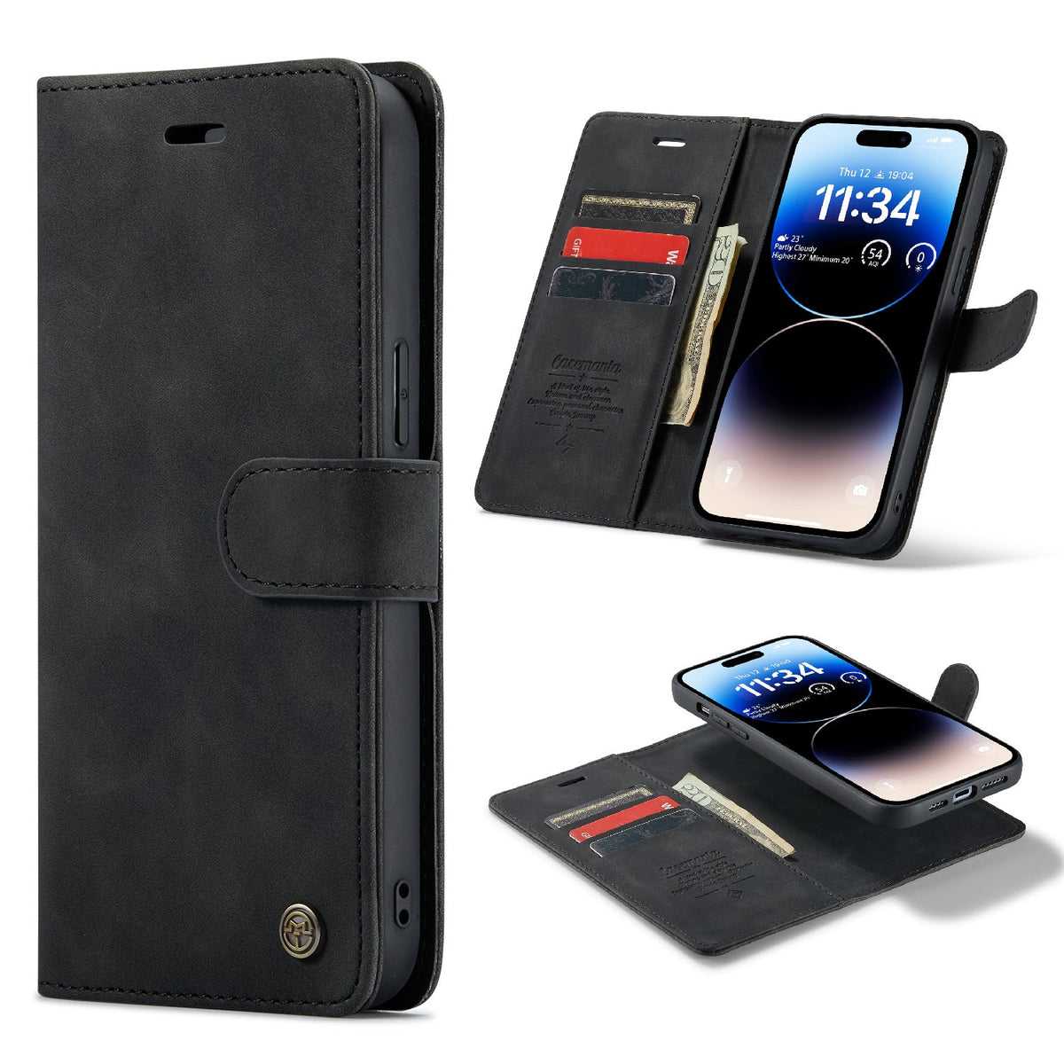 Apple iPhone 15 Pro Case - Charcoal Gray - 2-in-1 Wallet Case