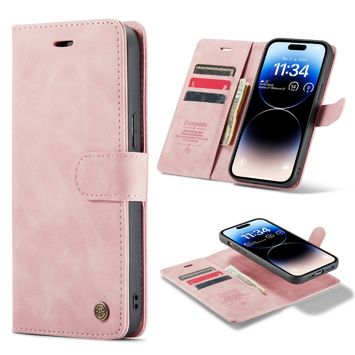 Apple iPhone 15 Pro Max Hoesje - Pale Pink - 2 in 1 Bookcase