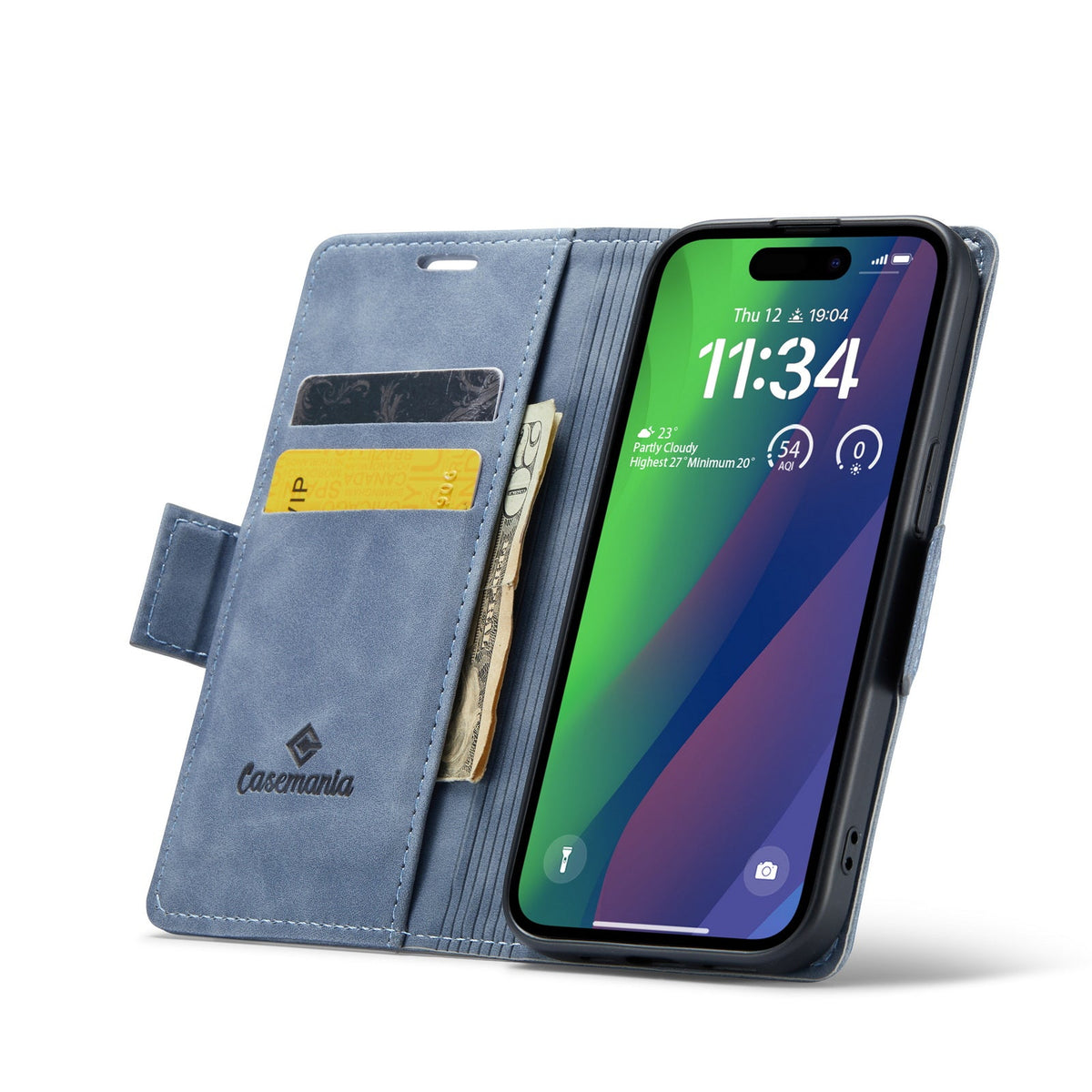 Apple iPhone 15 Plus Hülle - Shadow Gray - Portemonnaie-MagSafe-Klapphülle mit Kartenfach