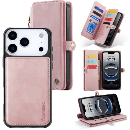 Apple iPhone 17 Pro Max Hoesje - Pale Pink - Luxe 2 in 1 Bookcase met 10 Kaart Vakken en Polskoord