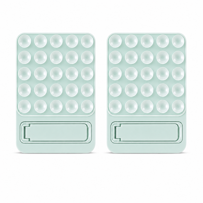 Casemania Siliconen Zuignap Sticker met Kickstand - Licht Groen - 2 Stuks