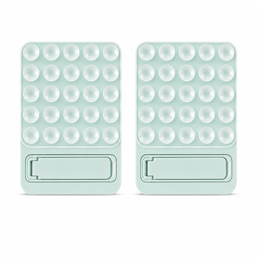 Casemania Siliconen Zuignap Sticker met Kickstand - Licht Groen - 2 Stuks