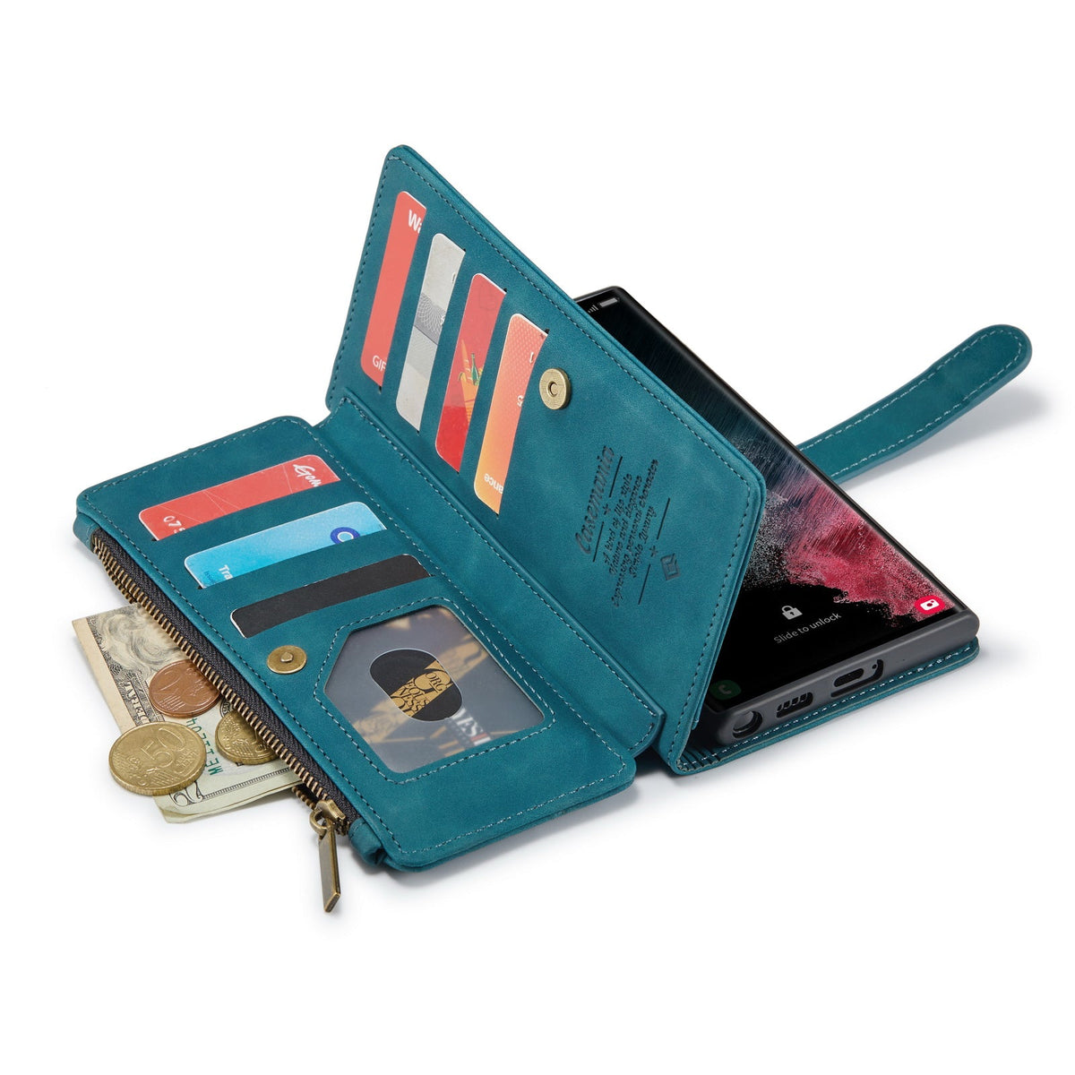 Samsung Galaxy S25 Ultra Case - Emerald Green - Luxury Wallet Case with Zipper