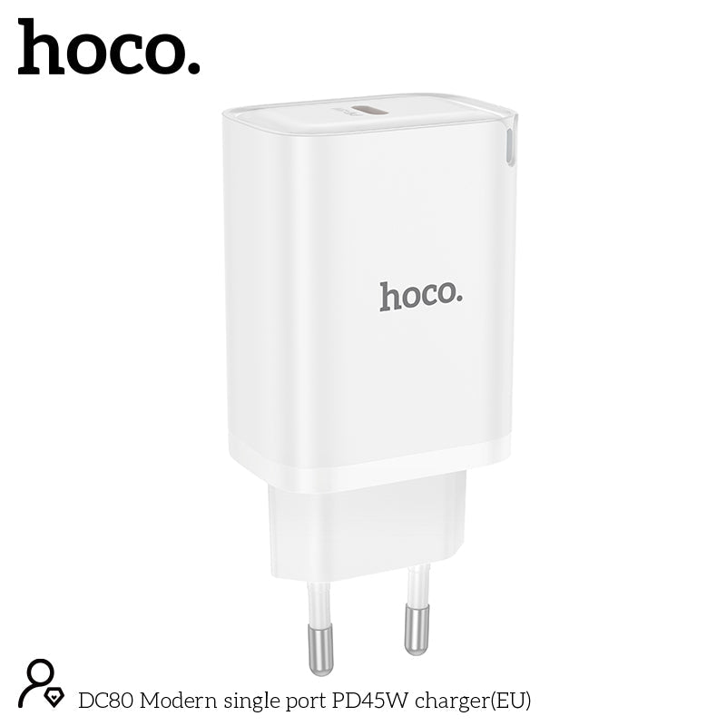 Hoco 45W USB-C Schnellladegerät - Weiß