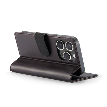 Apple iPhone 16 Pro Max Hoesje - Zwart - Echt Leren Bookcase