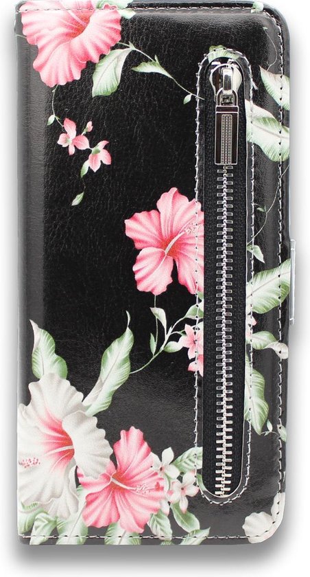Apple iPhone X/10 Hoesje - Hibiscus Bloemen - Print Bookcase