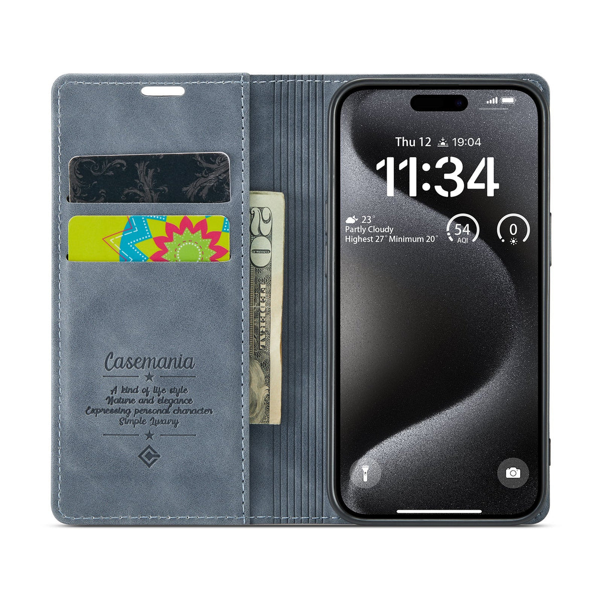 Apple iPhone 15 Pro Hoesje - Shadow Gray - Dunne Bookcase