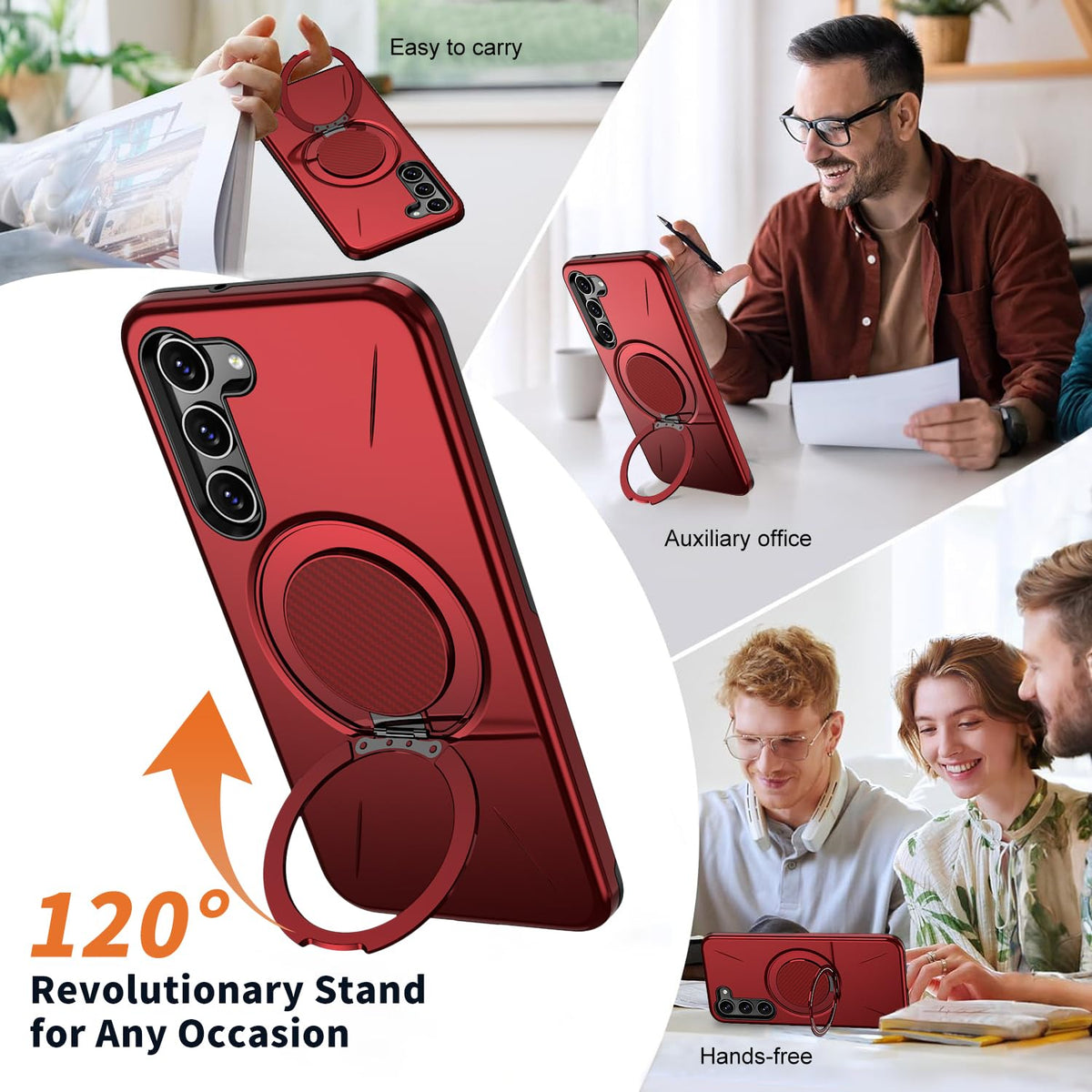 Samsung Galaxy S26 Hoesje - Rood - Siliconen Ring Kickstand Back Cover