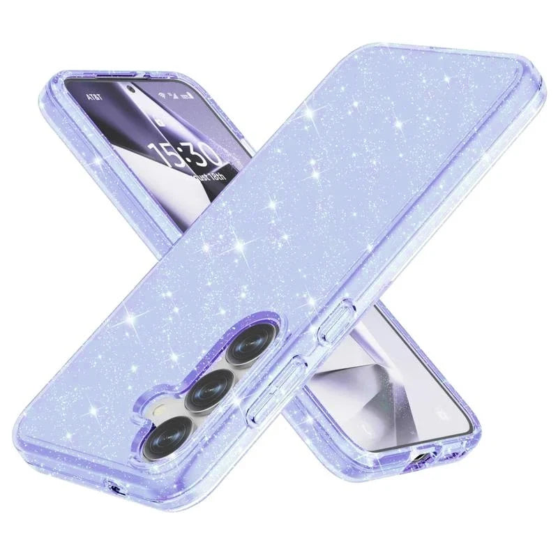 Samsung Galaxy S25 Hoesje - Blauw - Glitter Back Cover