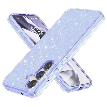 Samsung Galaxy S25 Hoesje - Blauw - Glitter Back Cover