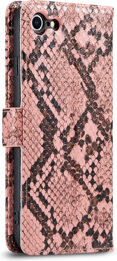Étui pour Apple iPhone SE (2022) - Rose - Étui portefeuille effet serpent