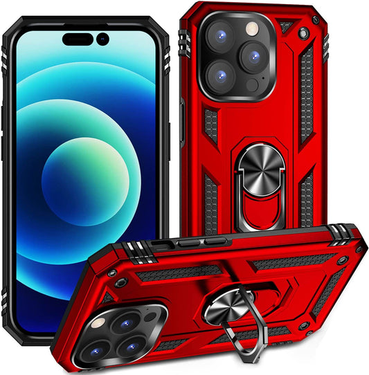 Apple iPhone 15 Pro Max Case - Red - Armor Kickstand Back Cover