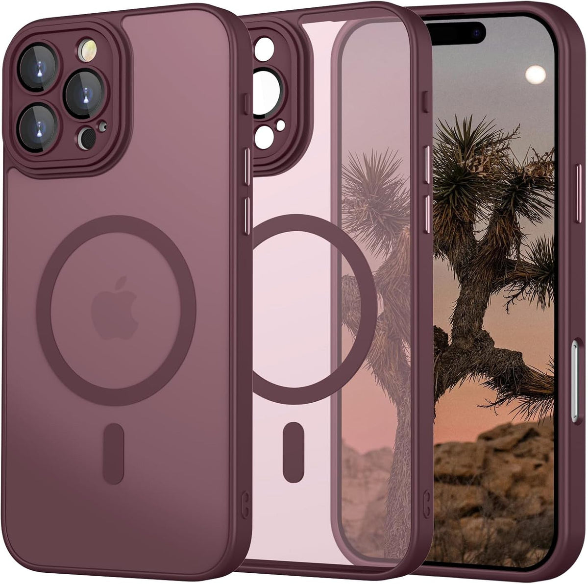 iPhone 16 Pro Max Hoesje - Bordeaux - Matte Armor MagSafe Back Cover