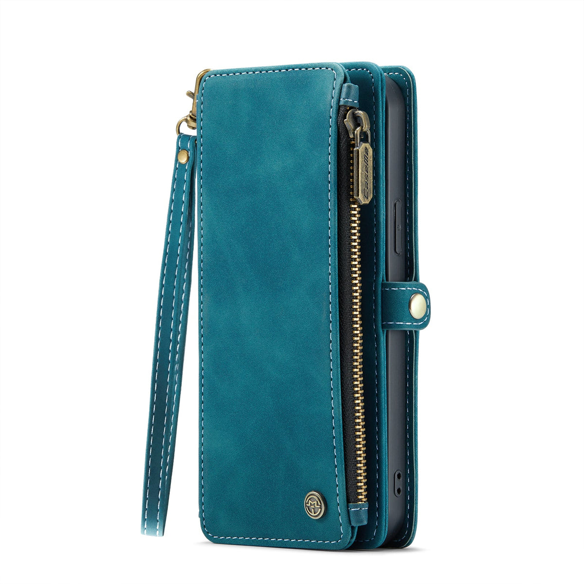 Apple iPhone 15 Plus Hoesje - Emerald Green - Luxe MagSafe Bookcase met Rits en Telefoonkoord