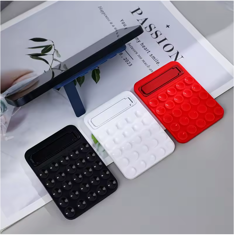Casemania Siliconen Zuignap Sticker met Kickstand - Licht Groen - 2 Stuks