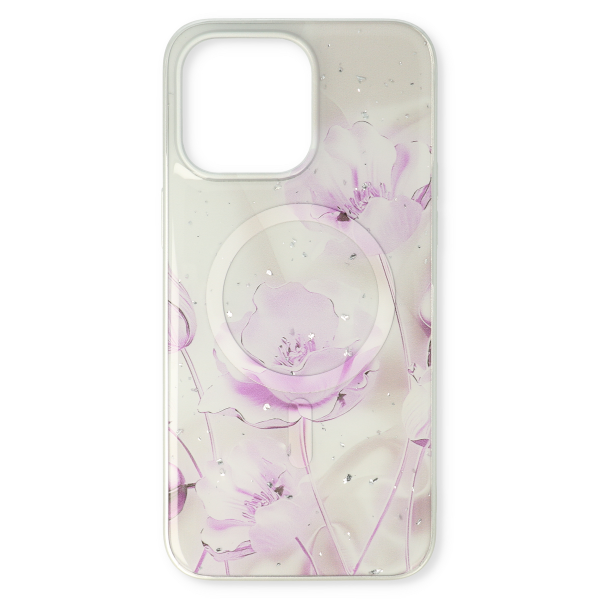 Apple iPhone 15 Hoesje - Paars - Siliconen Marmer MagSafe Back Cover
